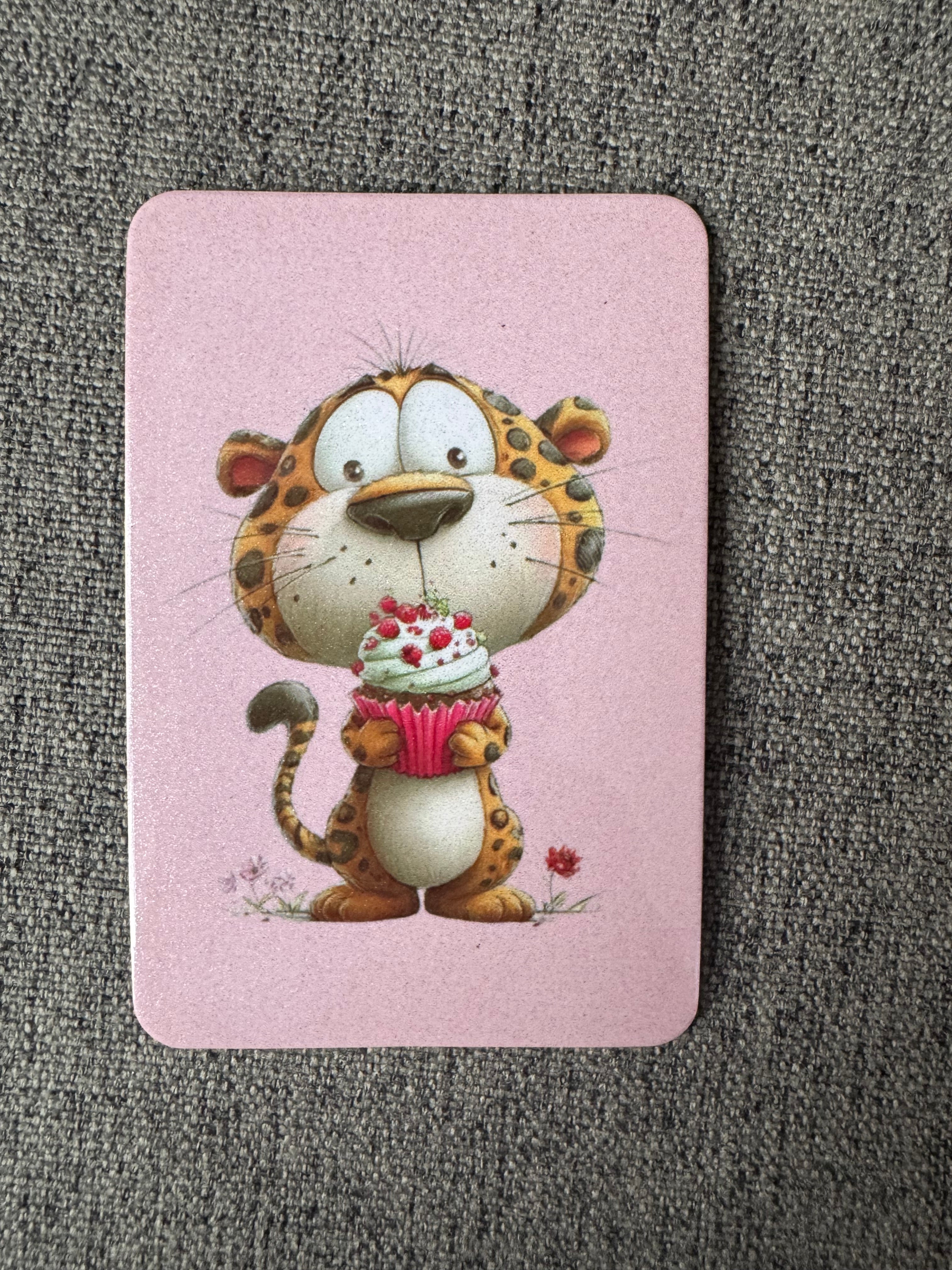 Cheetah Fridge Magnet: Kawaii Illustrated Animal Art, Pastel Design
