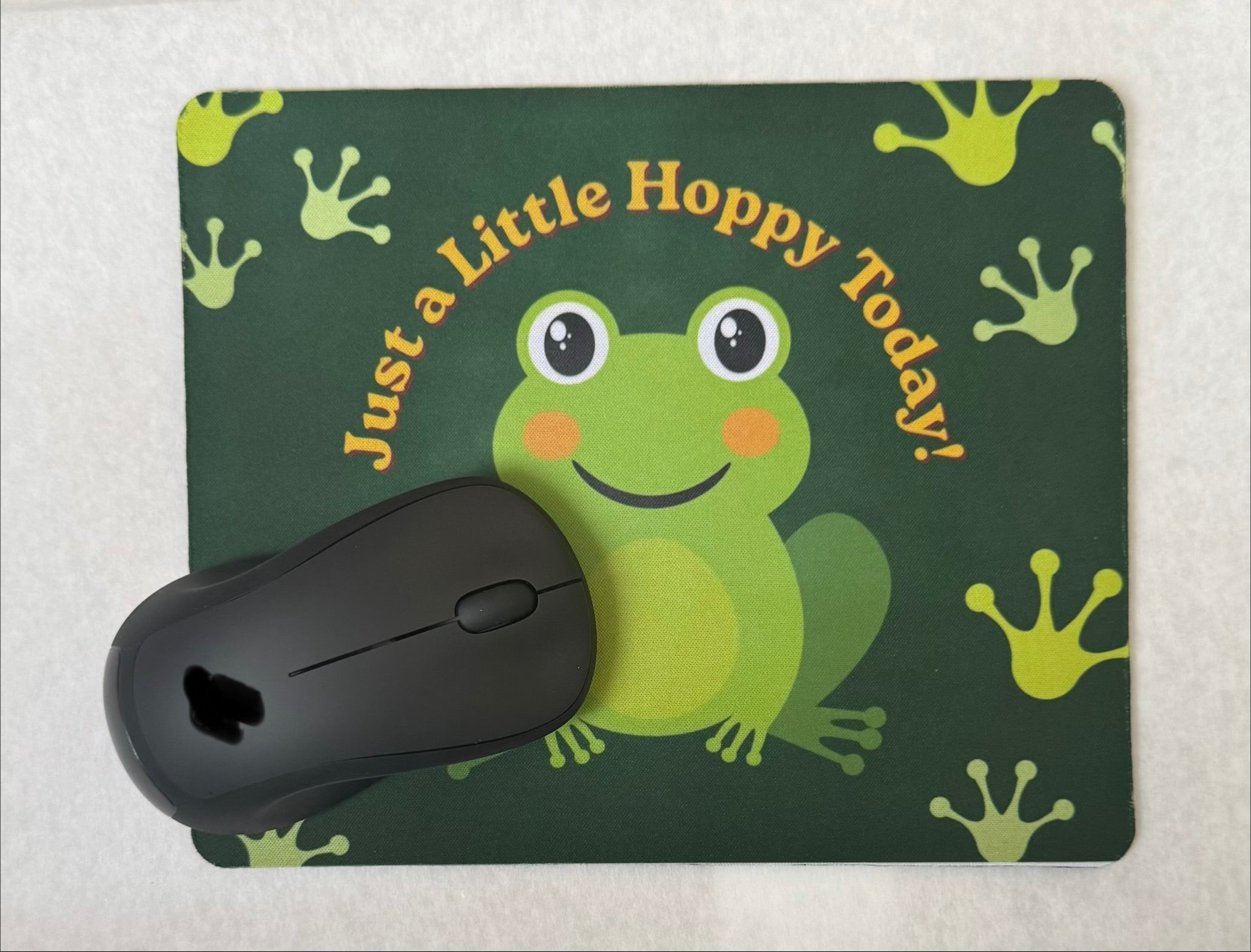 Funny Frog Mouse Mat, Just a Little Hoppy Today Desk Decor, Animal Lover Gift