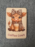 Highland Cow Coffee leopard print fridge magnet