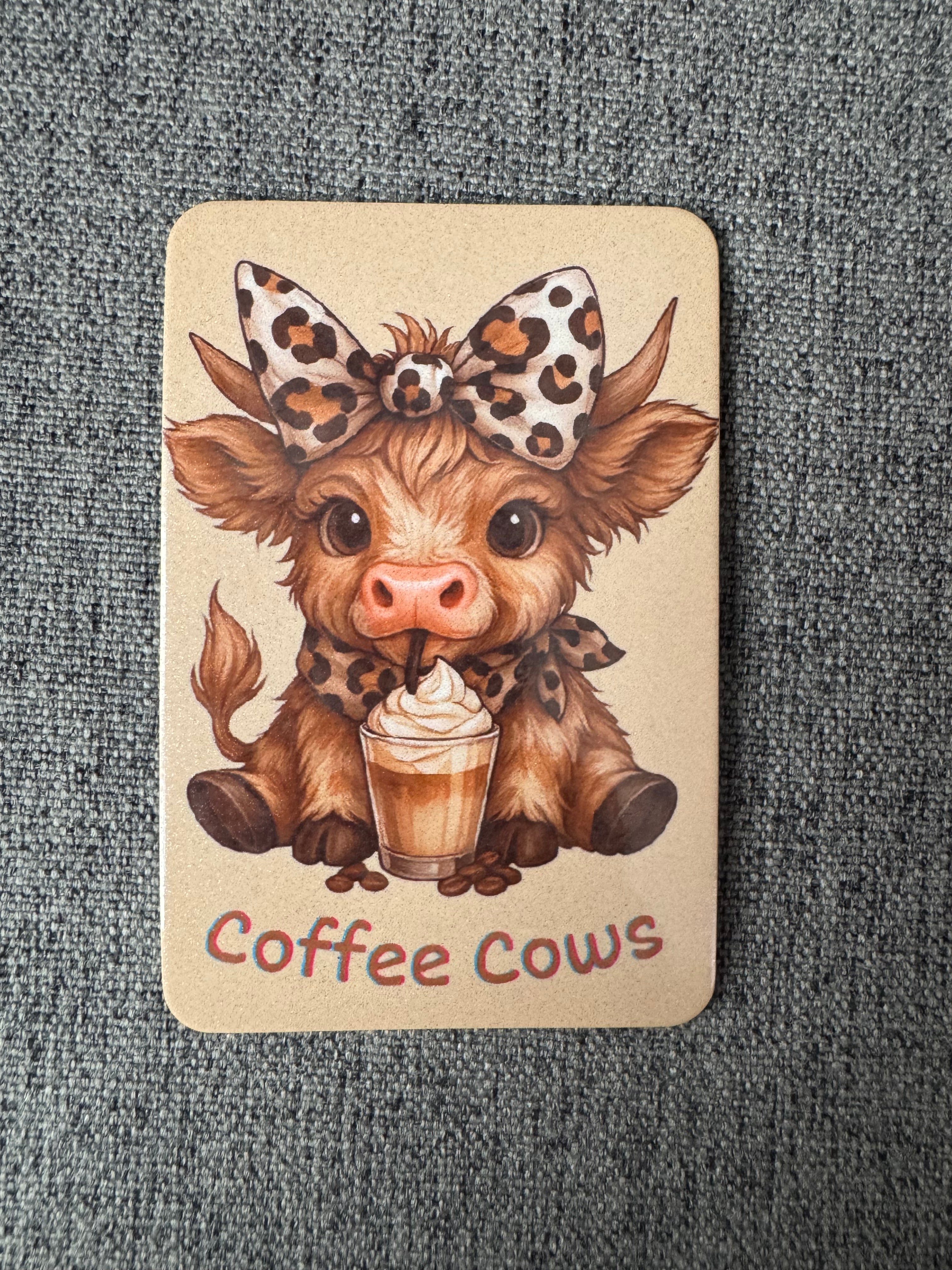 Highland Cow Coffee bean fridge magnet