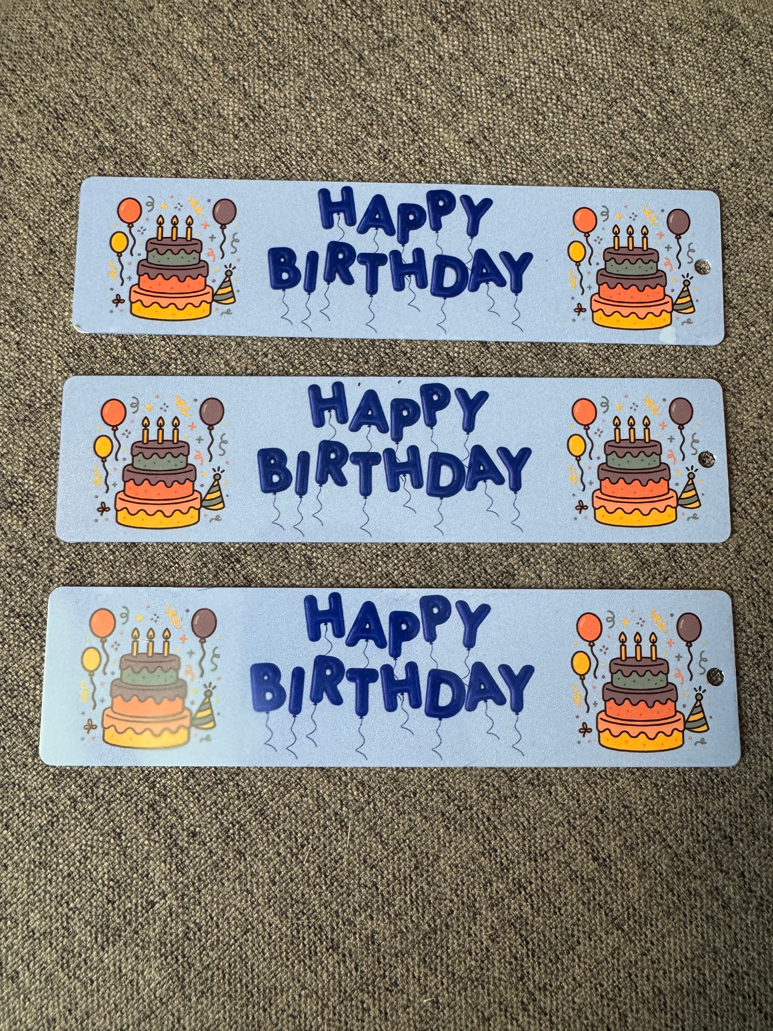 Blue Happy Birthday Bookmark