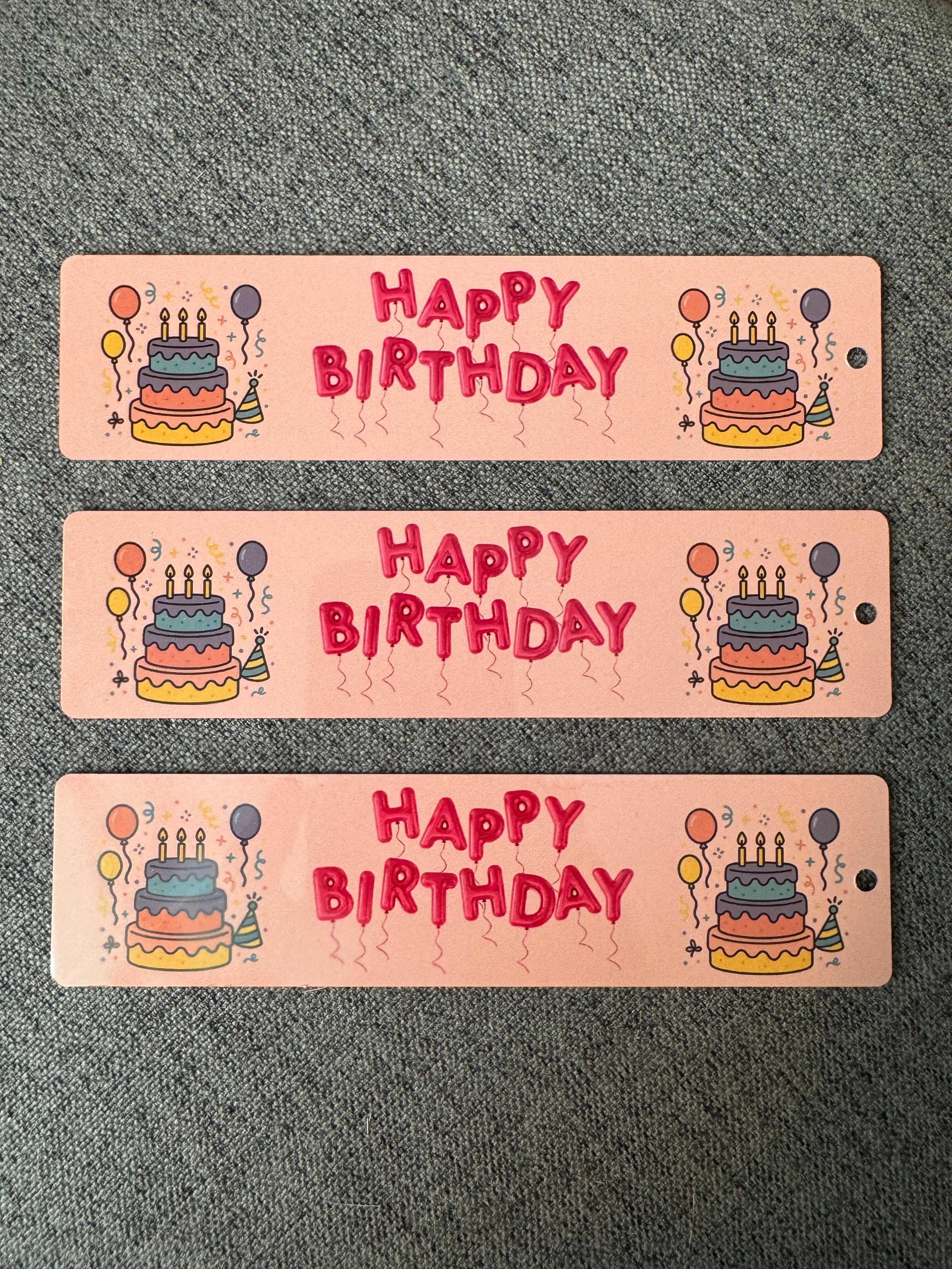 Pink Happy Birthday Bookmark