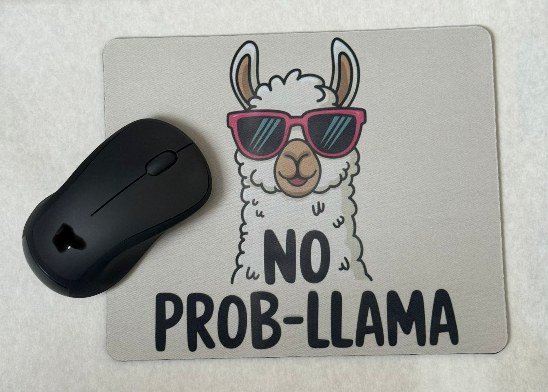 Funny Llama Mouse Mat, No Prob-Llama Desk Decor, Animal Office Accessory