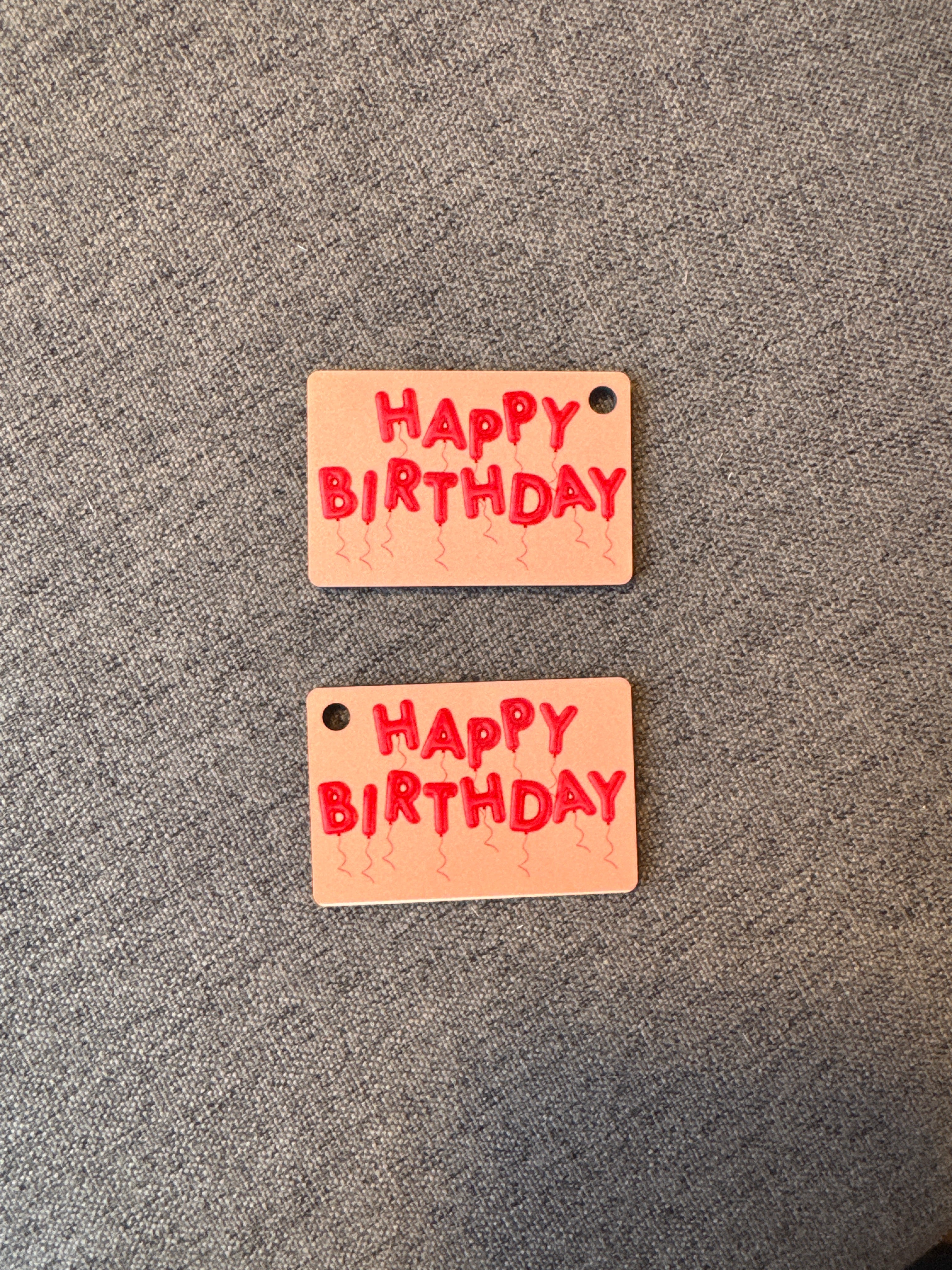 Pink Happy Birthday - keyring