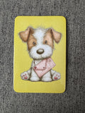 Cute Dog Fridge Magnet: Kawaii Illustrated Animal Art, Pastel Design
