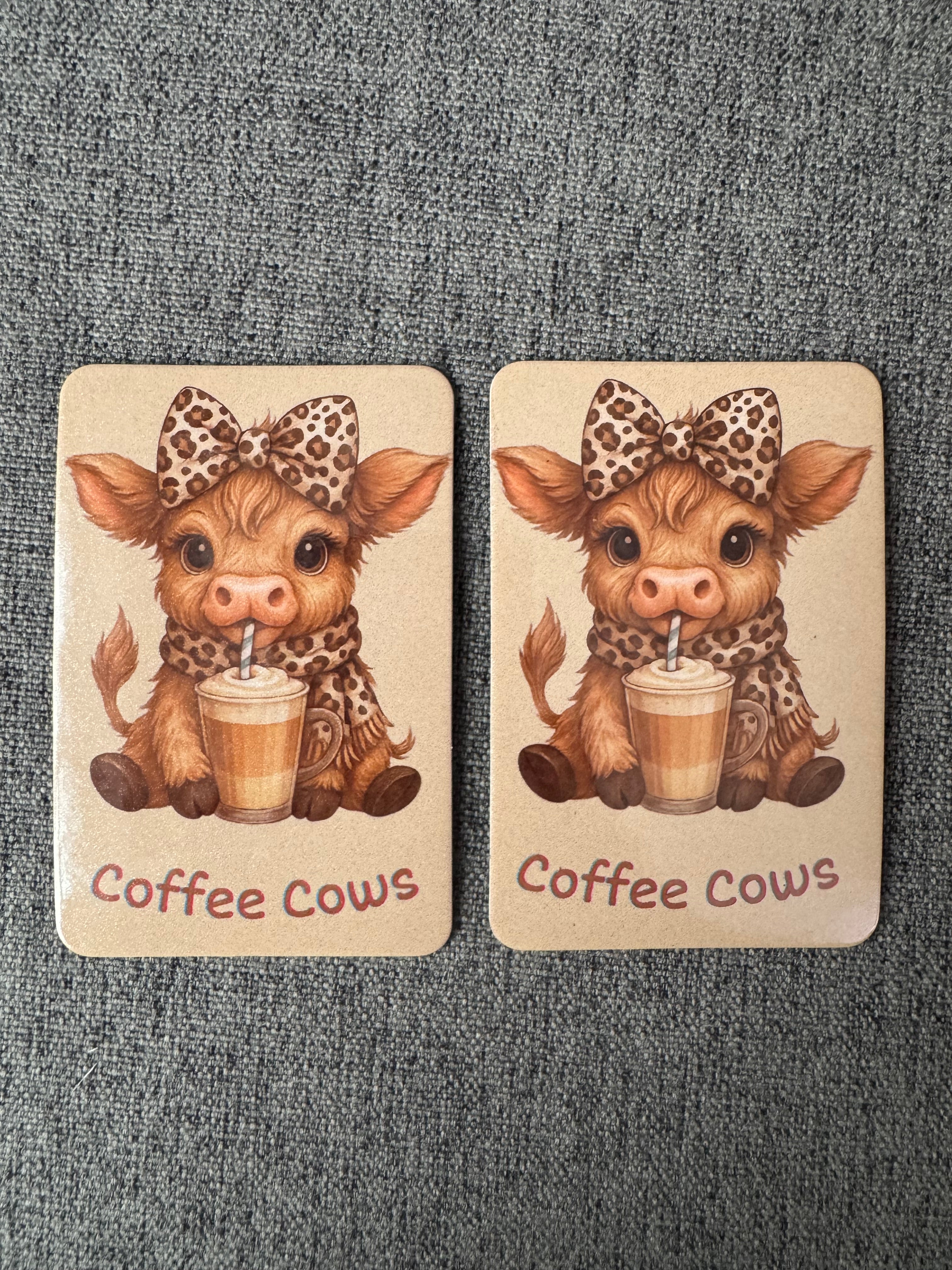 Highland Cow Coffee leopard print fridge magnet