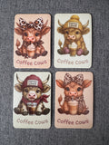 Cute Highland Cow Fridge Magnets Set of 4