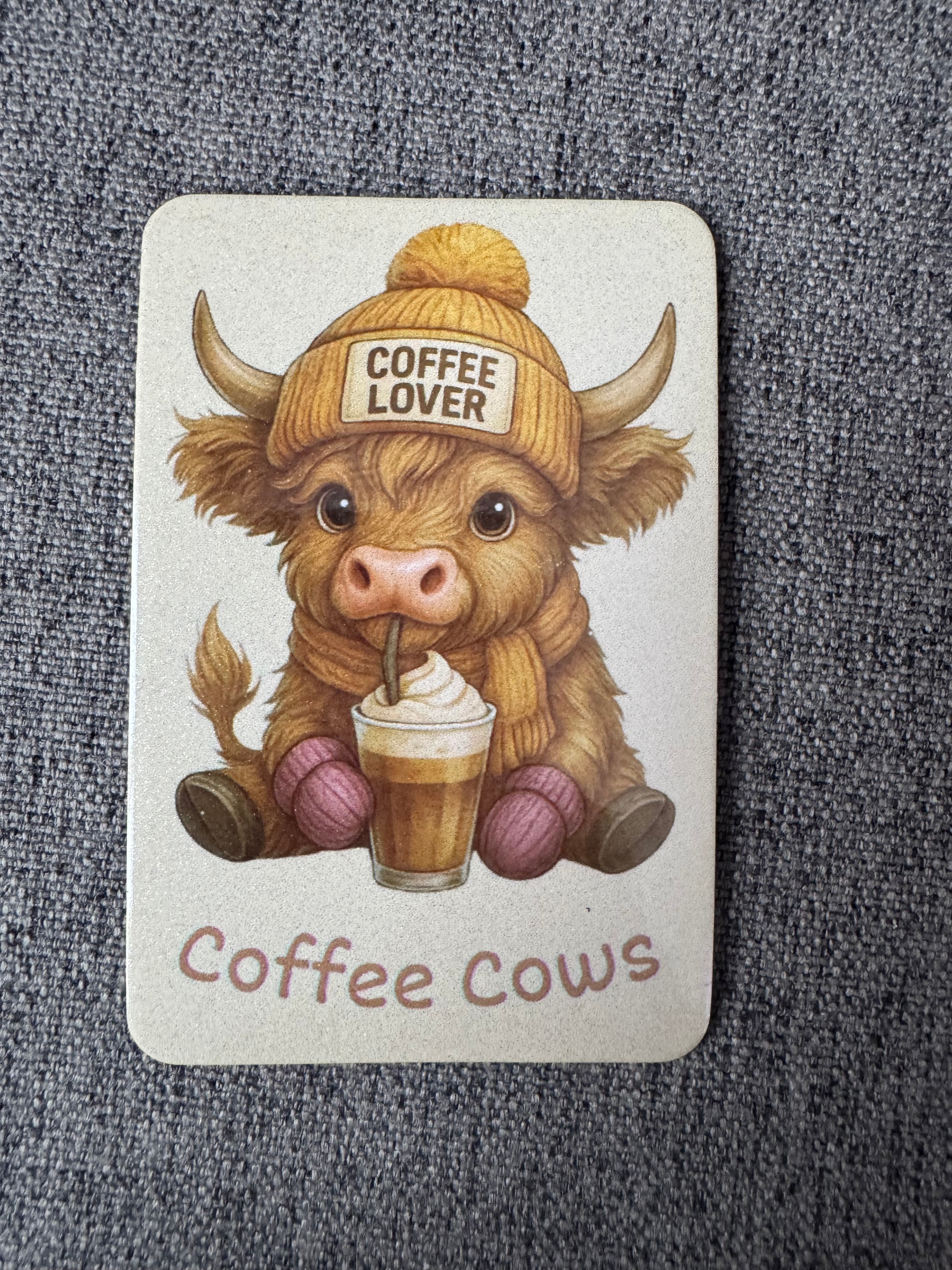 Highland Cow yellow Coffee lover fridge magnet