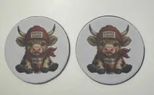 Highland Cow Coaster | Coffee Lover Gift | Cute Cow Drinks Coaster | Round 10cm Coaster | Scottish Cow Kitchen Décor