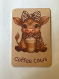 Highland Cow Fridge Magnet, Coffee Lover Gift, Leopard Print Cow Magnet, Cute Highland Cow Gift, Kitchen Décor