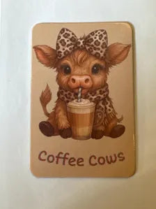 Highland Cow Fridge Magnet, Coffee Lover Gift, Leopard Print Cow Magnet, Cute Highland Cow Gift, Kitchen Décor