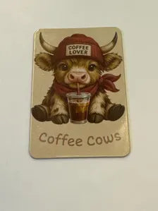 Highland Cow Fridge Magnet | Coffee Lover Gift | Cute Cow Magnet | Coffee Cow Kitchen Decor