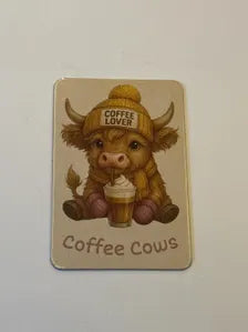Highland Cow Fridge Magnet | Coffee Lover Gift | Cute Cow Kitchen Decor | Yellow Beanie Cow