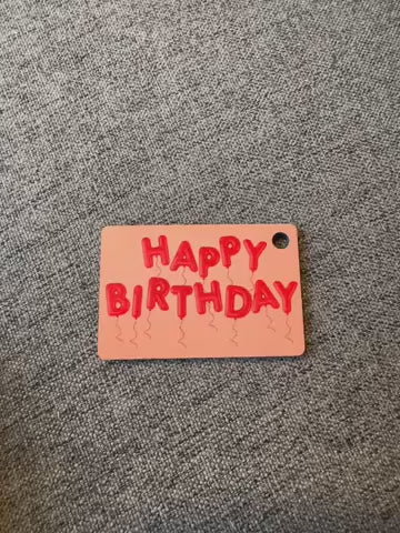 Pink Happy Birthday - keyring